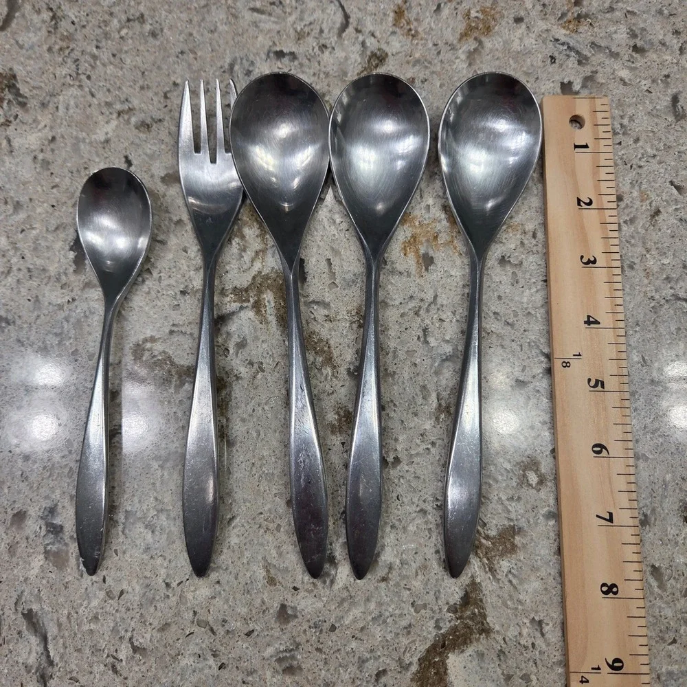 Vintage MCM Oxford Hall Stainless Japan Flatware Lot 5pc Spoons Fork Replacement
